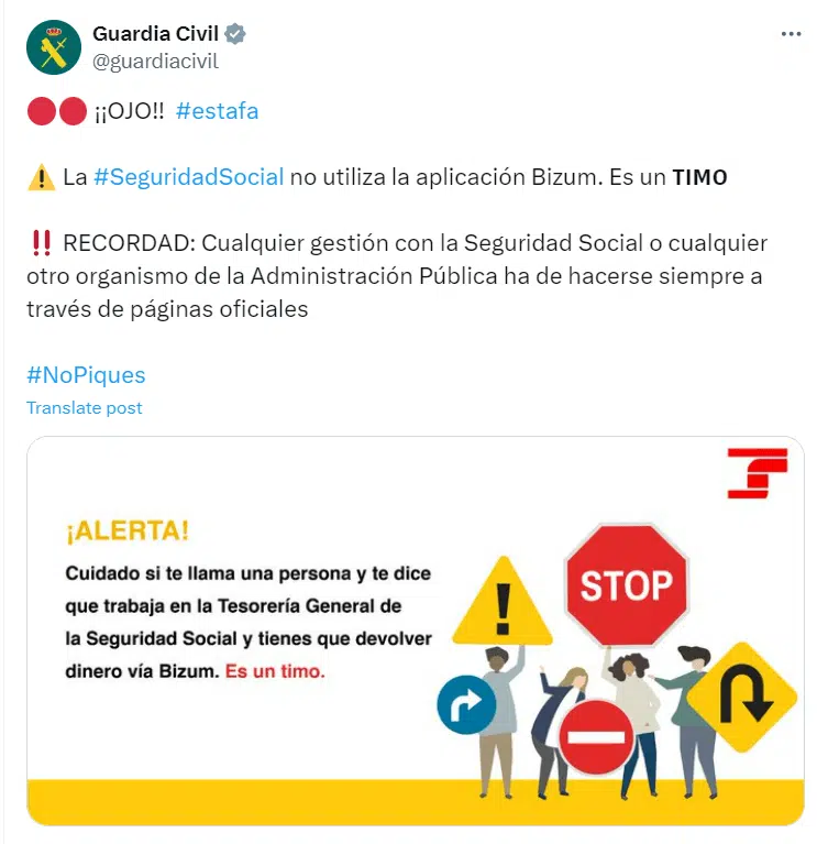 Captura de pantalla de un aviso de fraude de Vishing a través de la red social X