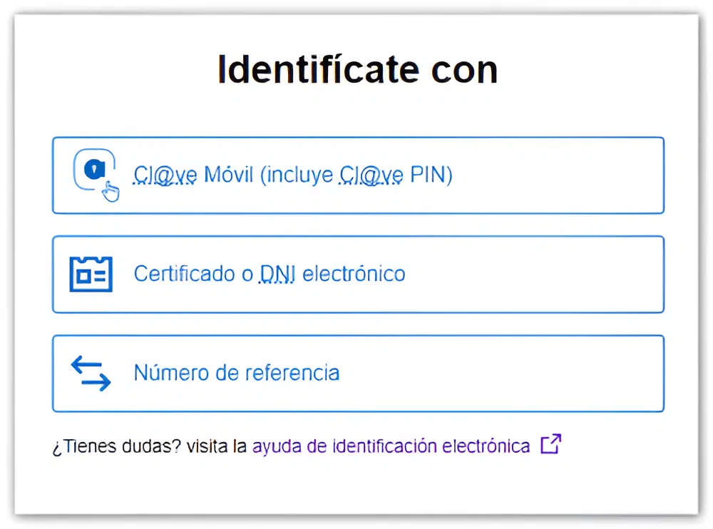 Paso 1. Identificación declaración complementaria en Cl@ve, certificado o DNI electrónico, número de referencia.
