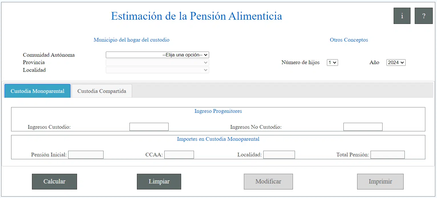 Ejemplo para calcular la pensión alimenticia con custodia monoparental