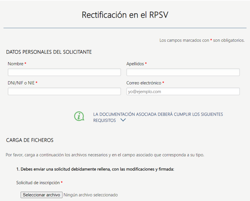 Proceso de Rectificación en el RPSV