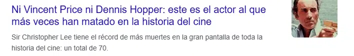 Ejemplo de qué es clickbait con titular de con este es el actor que más veces han matado en la historia del cine